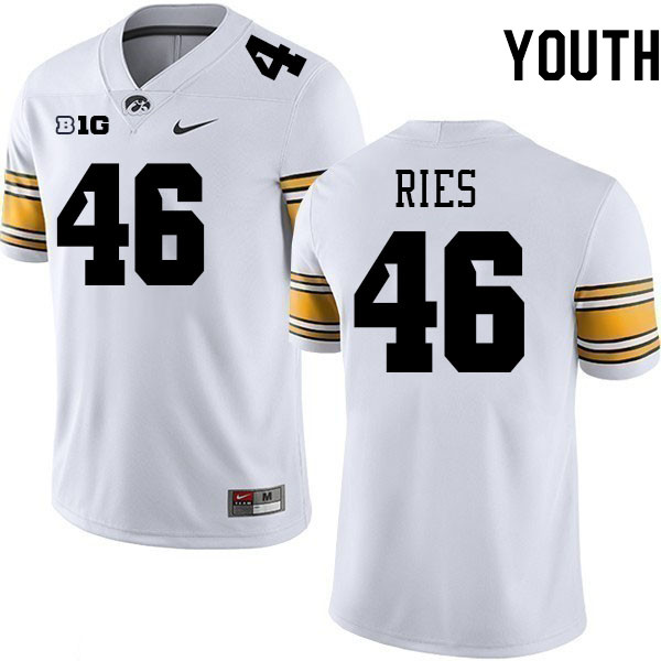 Youth #46 Preston Ries Iowa Hawkeyes College Football Jerseys Stitched-White